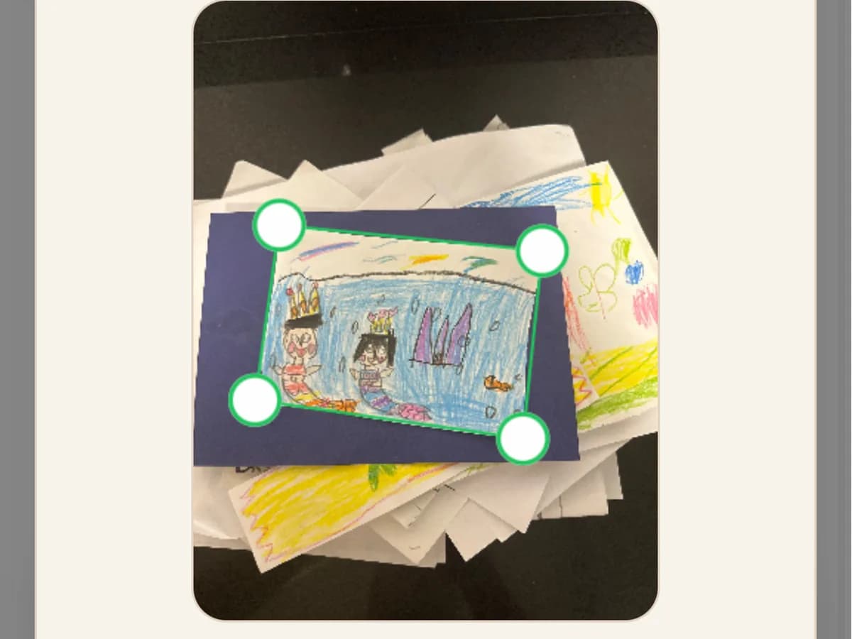 Step 1: scanning a child drawing with a phone camera