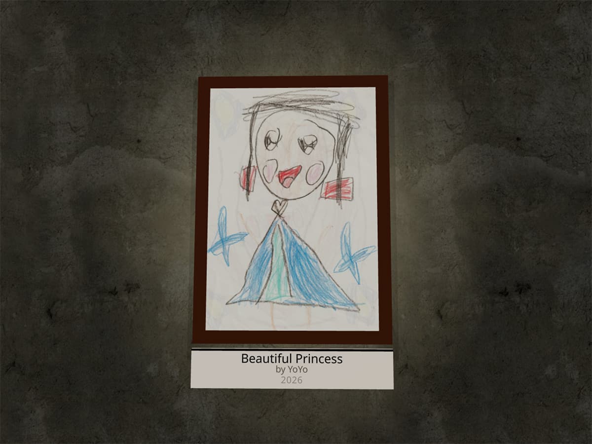 Step 2: artwork appears on a 3D gallery wall