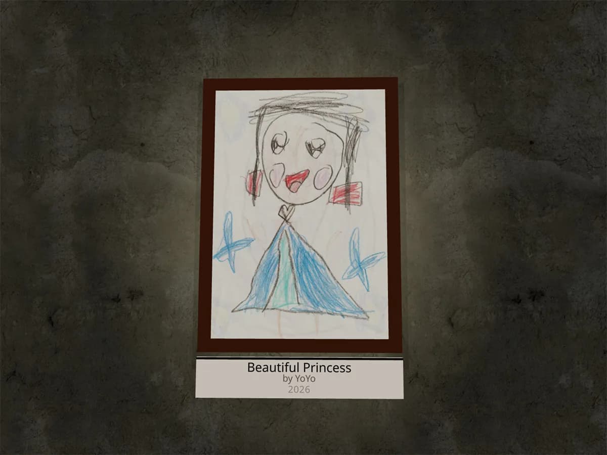 Step 2: artwork appears on a 3D gallery wall